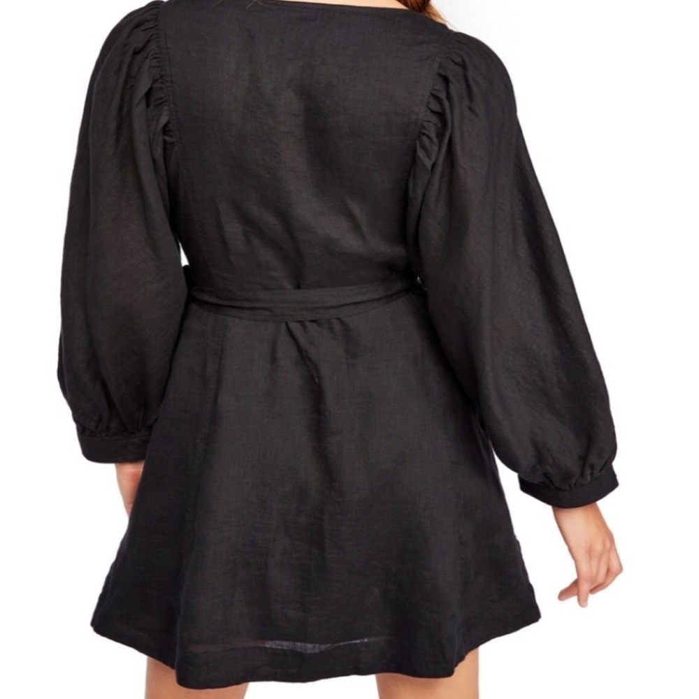 Free People- Carino Dress in Black 100% Linen size: S - Picture 2 of 14